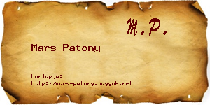 Mars Patony névjegykártya